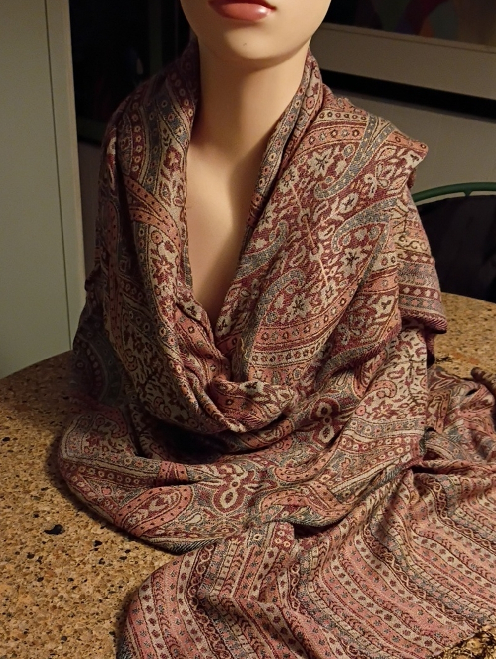 Luxurious Paisley Wrap Scarf - Rose Taupe